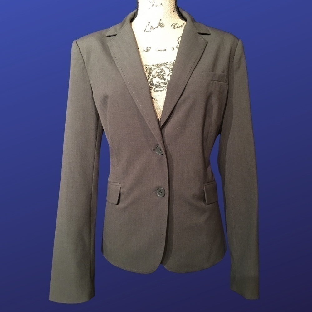 𝅺new YORK & COMPANY STRETCH Career Blazer Jacket, DARK BROWN, NWOT, Size 14